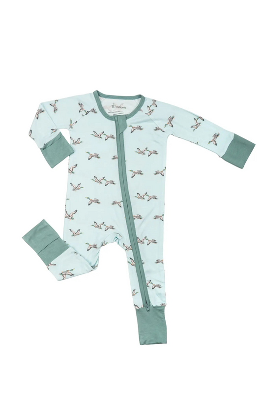 Baby onesie with deer pattern on a white background