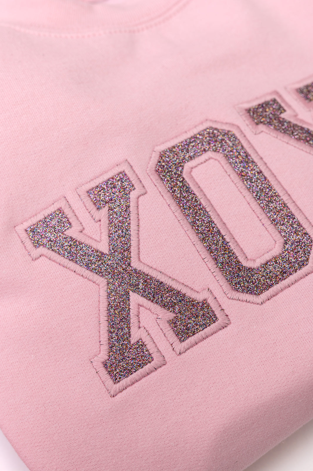 PREORDER: Embroidered XOXO Glitter Sweatshirt in Four Colors (Online Exclusive)