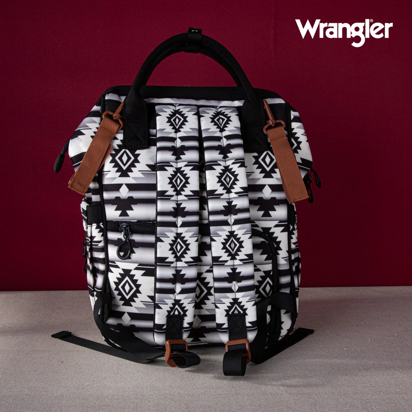 Wrangler Allover Aztec Printed Backpack - Black/White