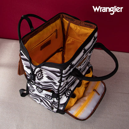 Wrangler Allover Aztec Printed Backpack - Black/White