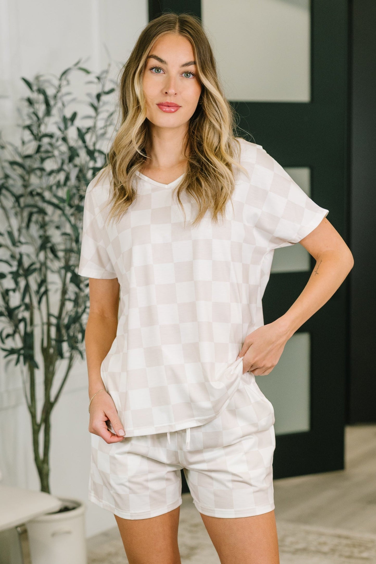 Waiting There for You Checkered Top and Bottom Set (Online Exclusive)