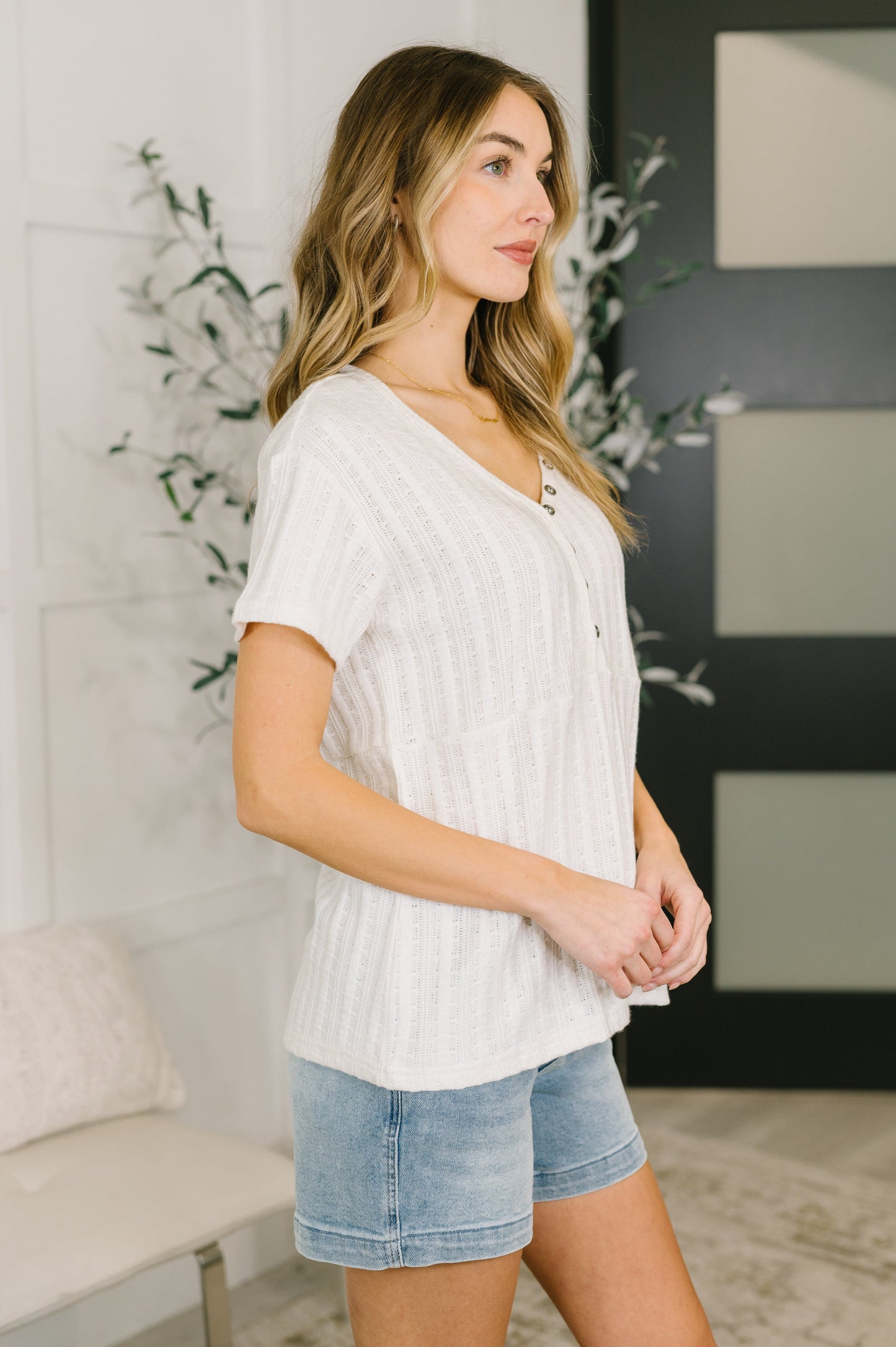We Should Be Together V-Neck Textured Top (Online Exclusive)