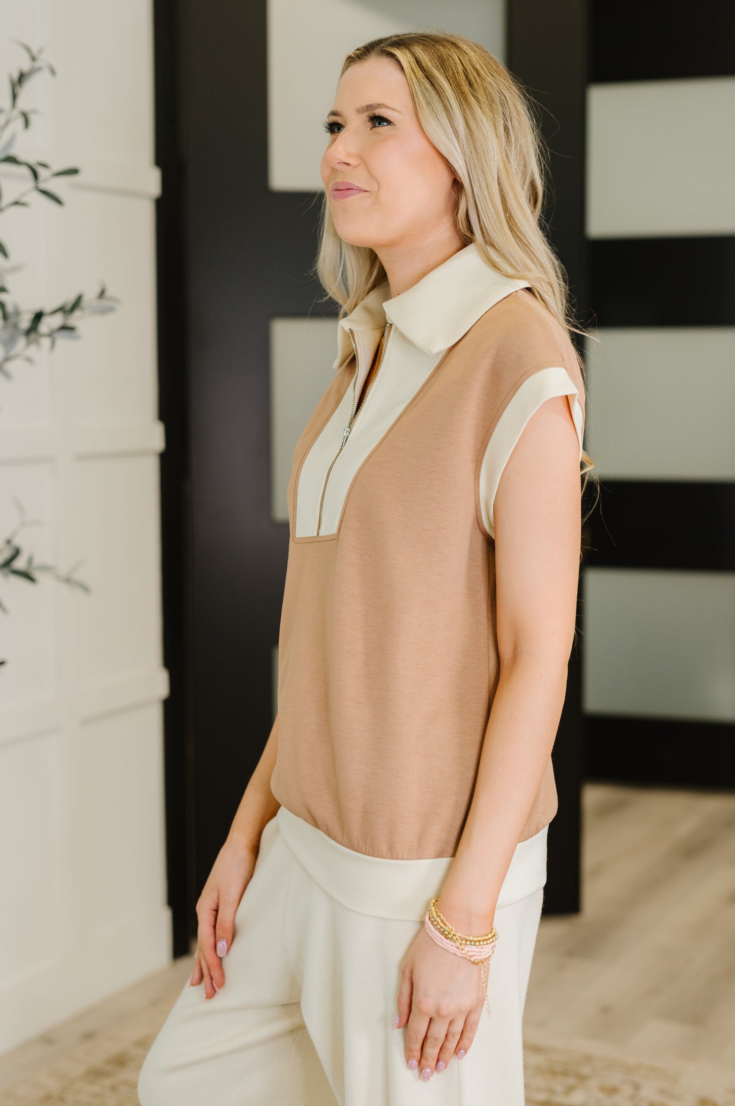 Whispered Urgently Color Block Half Zip Top (Online Exclusive)