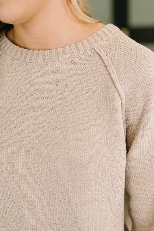 Words Of Wisdom Raglan Sleeve Sweater in Mocha (Online Exclusive)