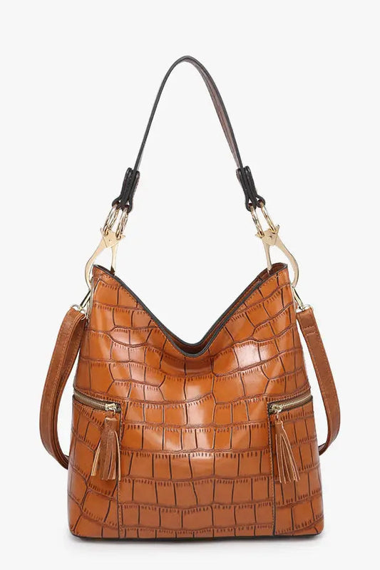 Rochelle Crocodile Print Hobo Bag