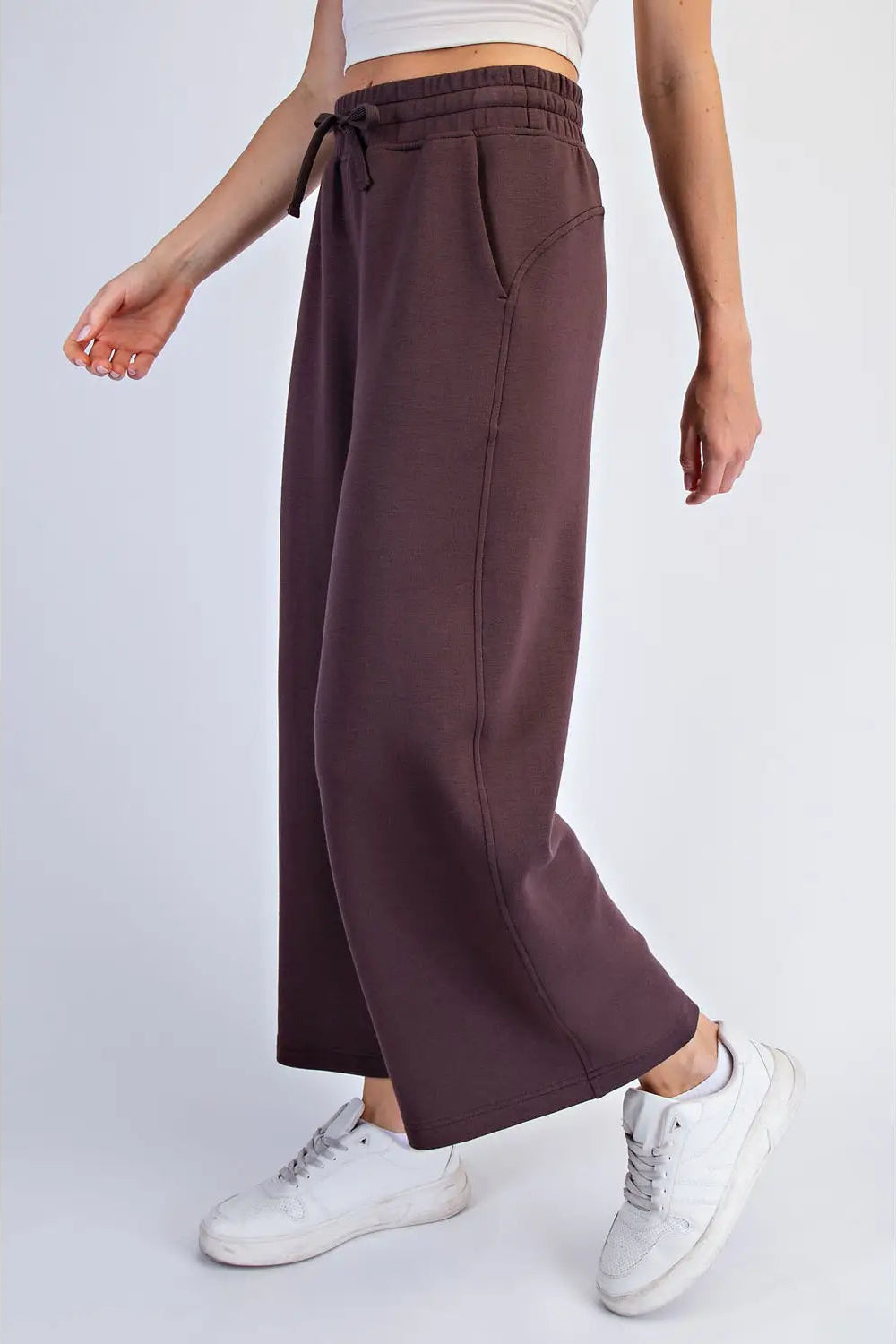 Modal Scuba Cropped Wide Pant - Espresso