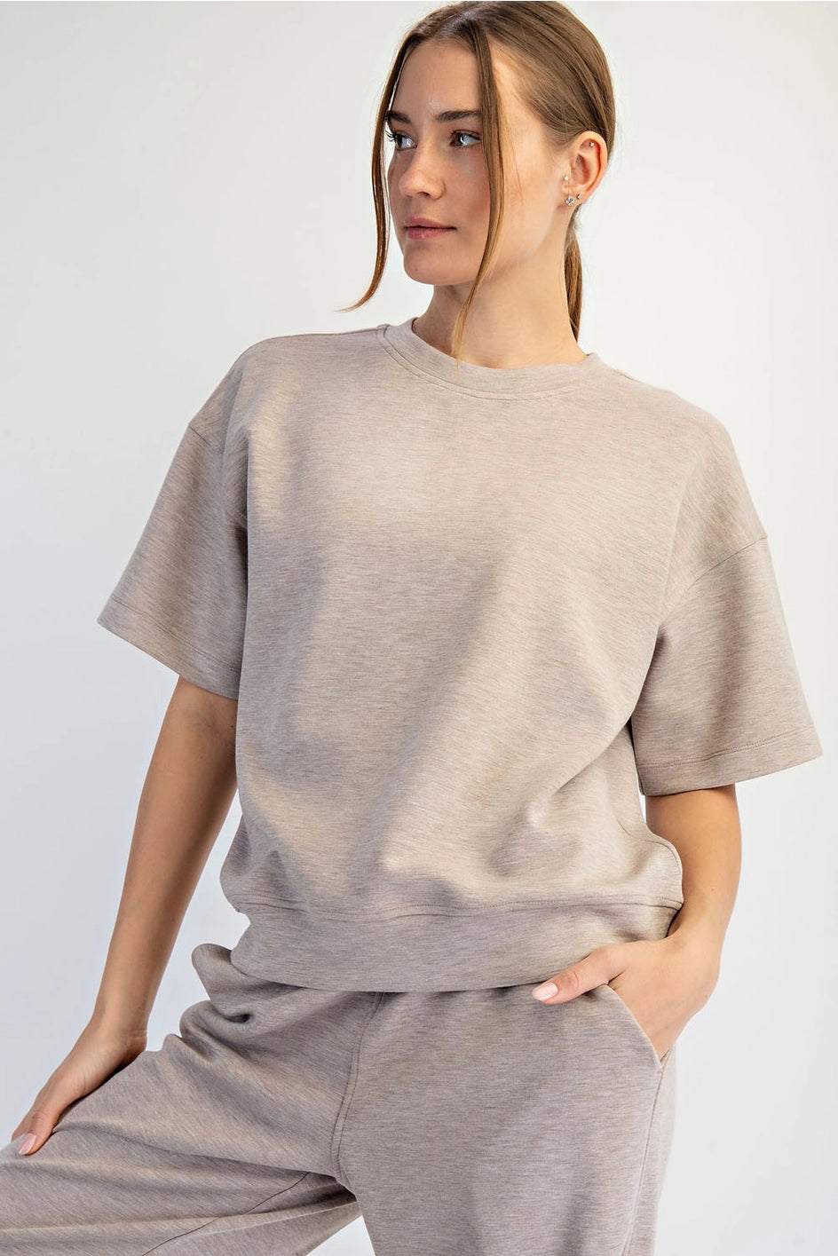 Short Sleeve Top- Taupe