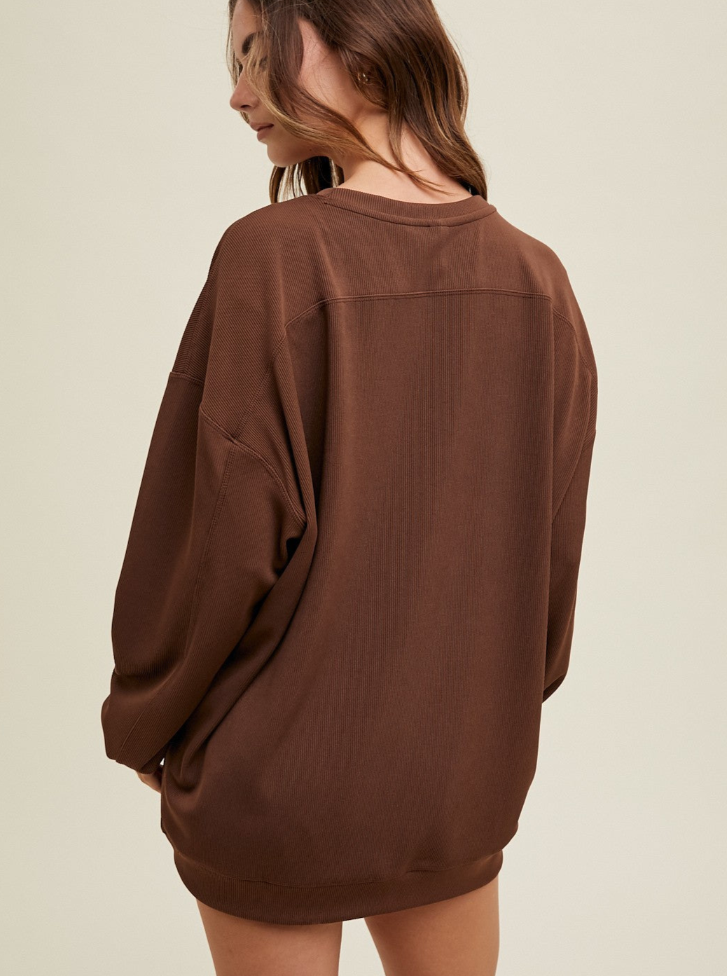 Ribbed Knit Pullover - Chocolate