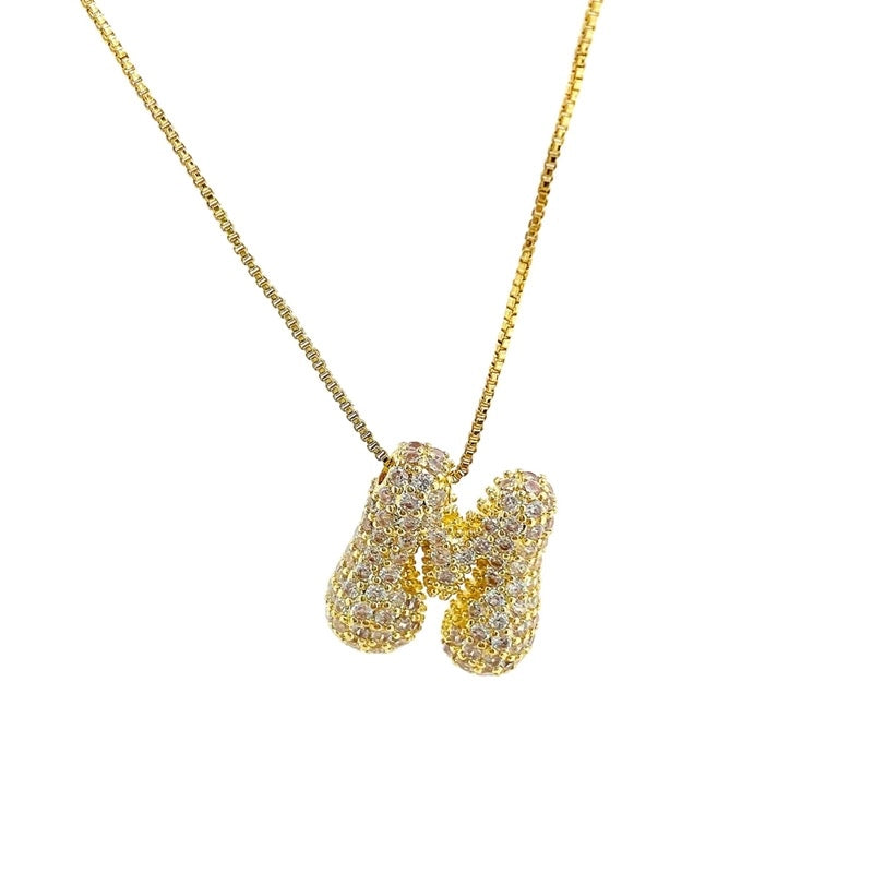 Initial Cz Bubble Necklace