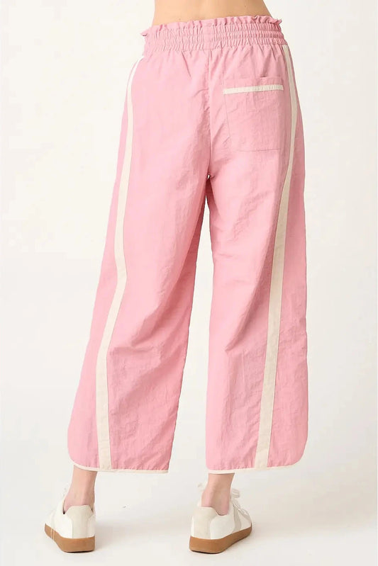 Sporty Striped Barrel Pants - Pink