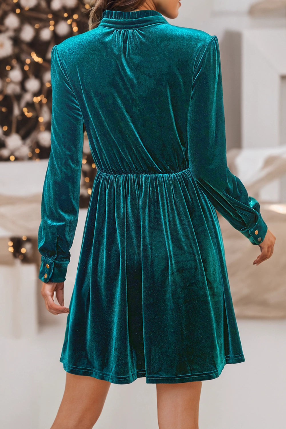 Dark Teal Velvet Mini Dress