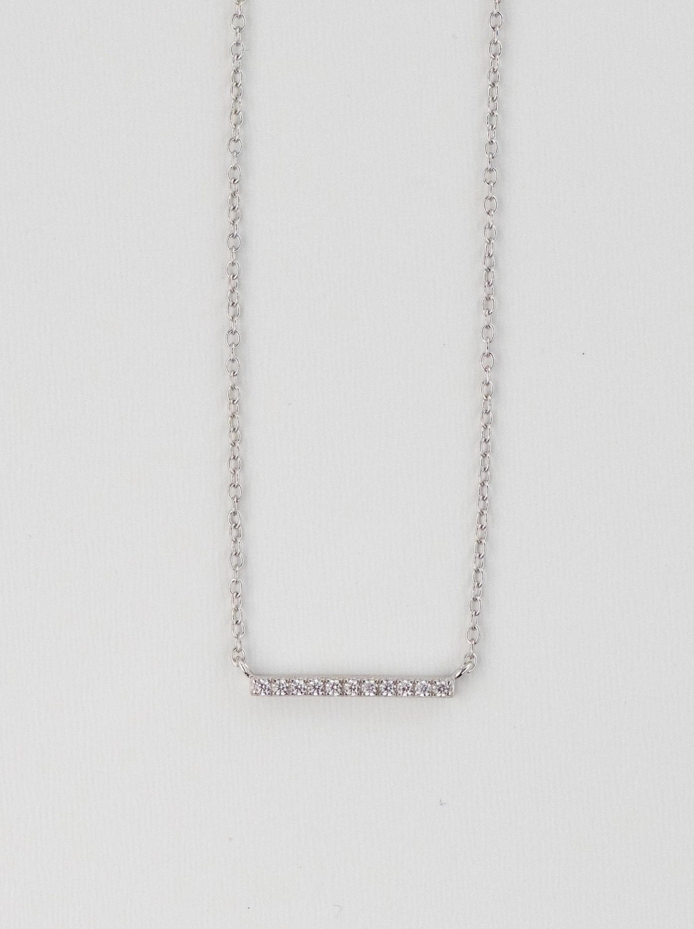 Pavé Bar Necklace - Silver