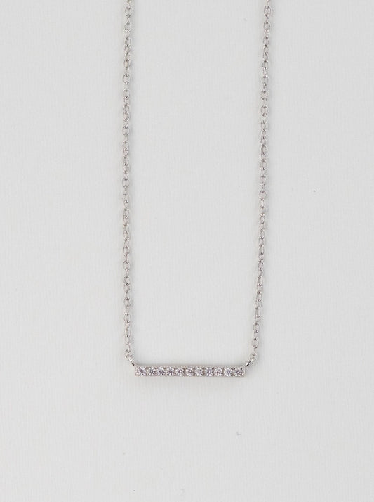 Pavé Bar Necklace - Silver