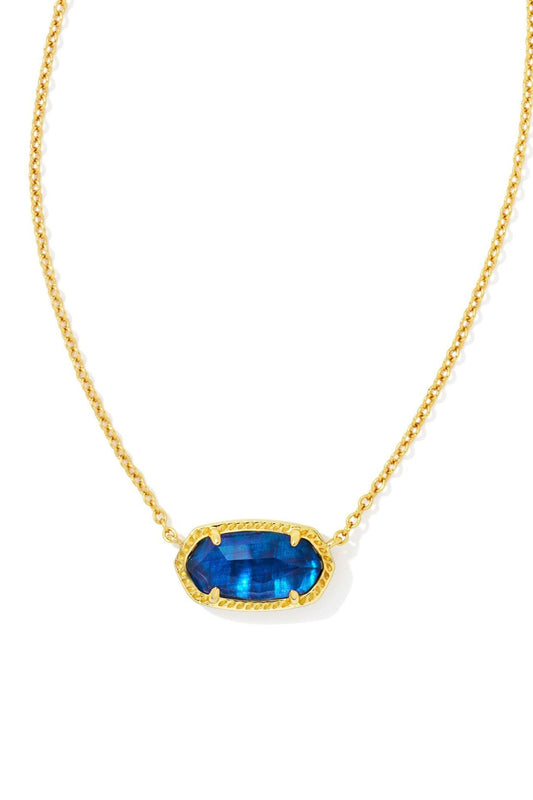 Kendra Scott Elisa Short Pendant Necklace - Gold Navy Abalone