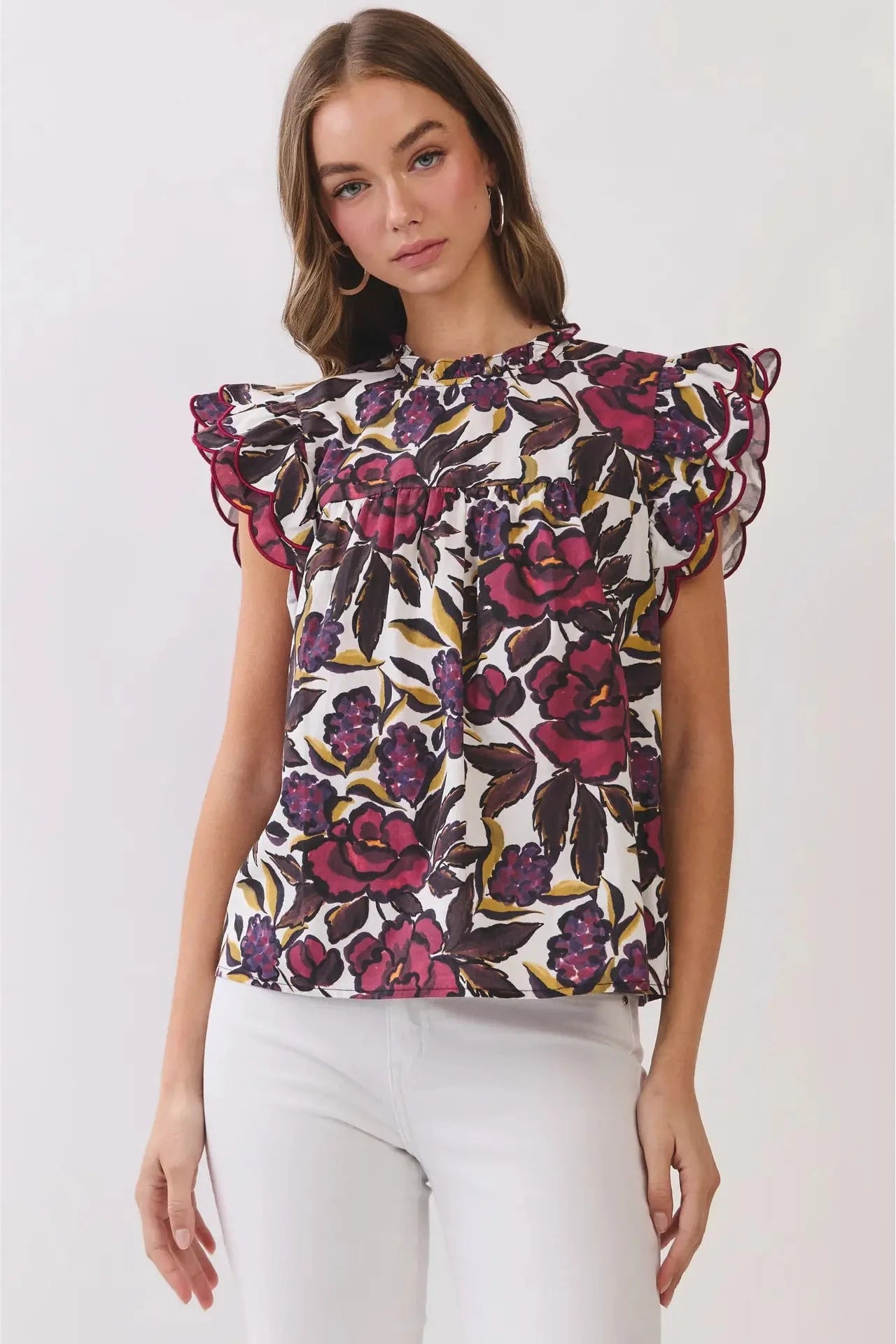 Mia Burgundy Floral Blouse