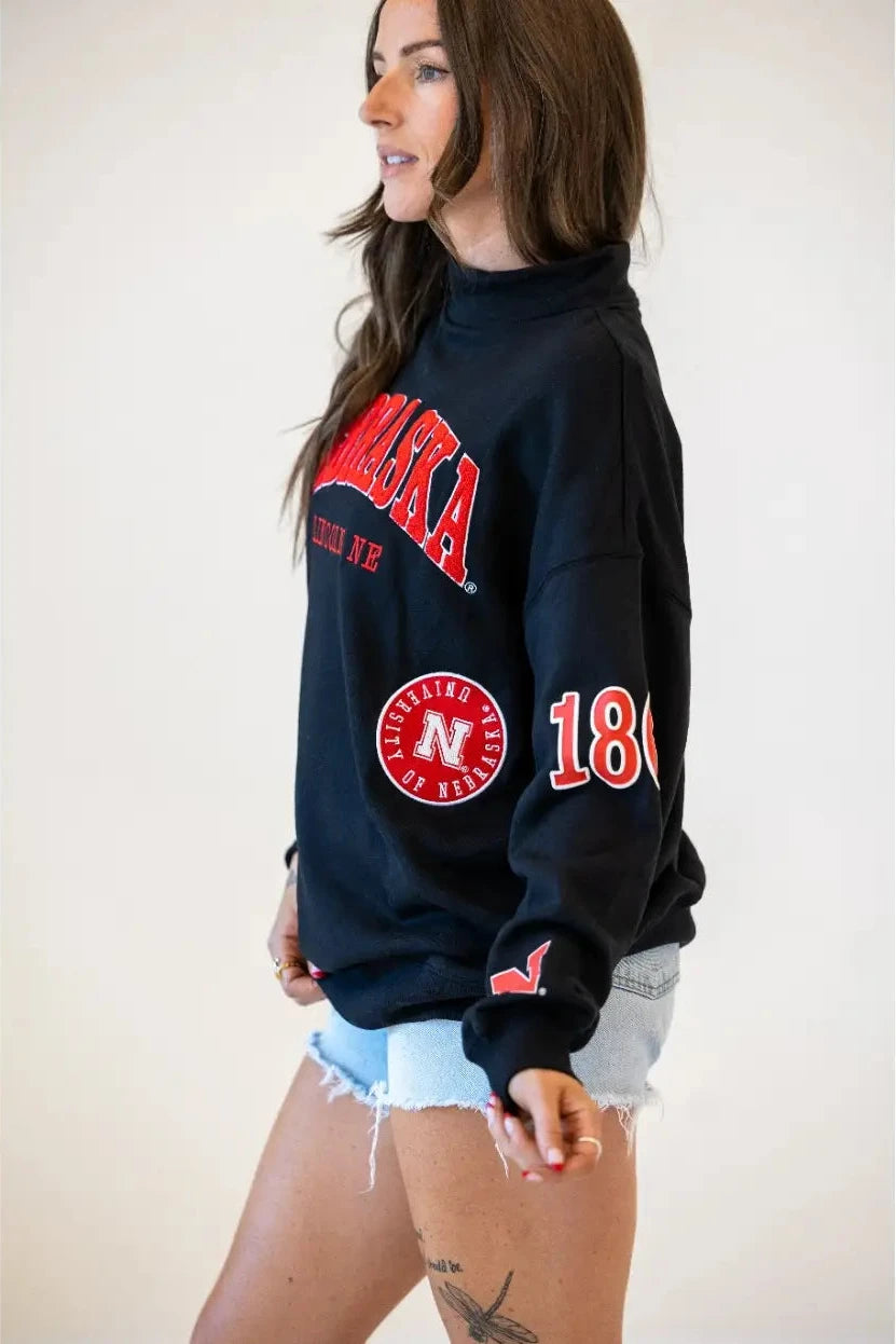 Nebraska All Over Oversized Funnel Neck