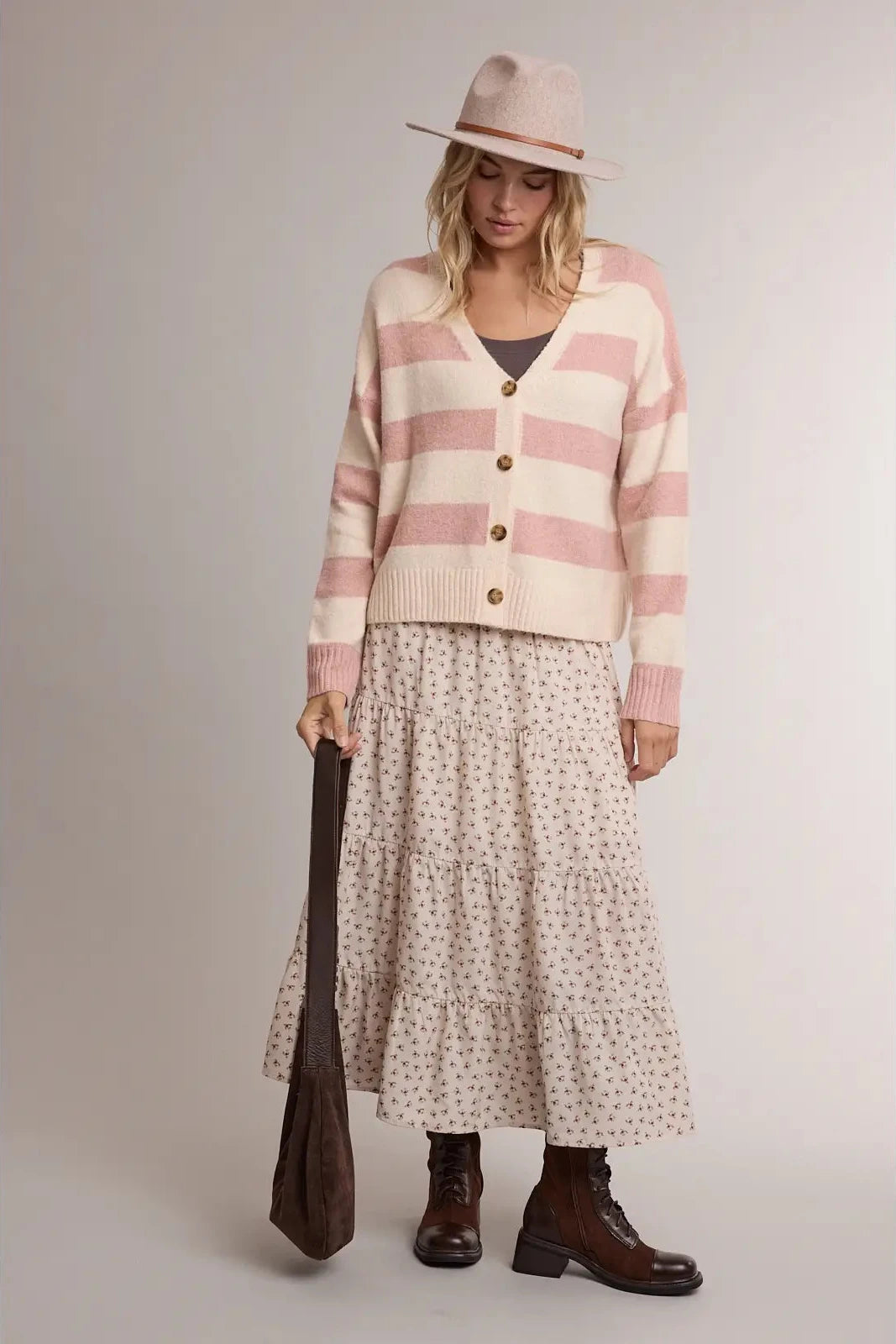 Ditsy Floral Tiered Midi Skirt