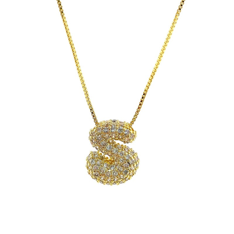 Initial Cz Bubble Necklace