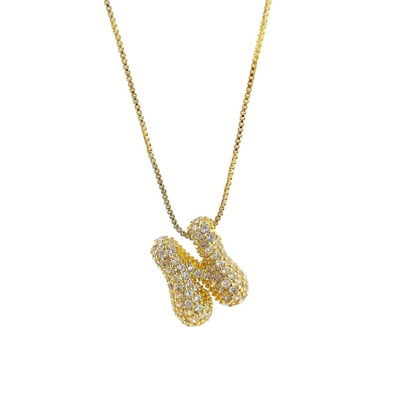 Initial Cz Bubble Necklace