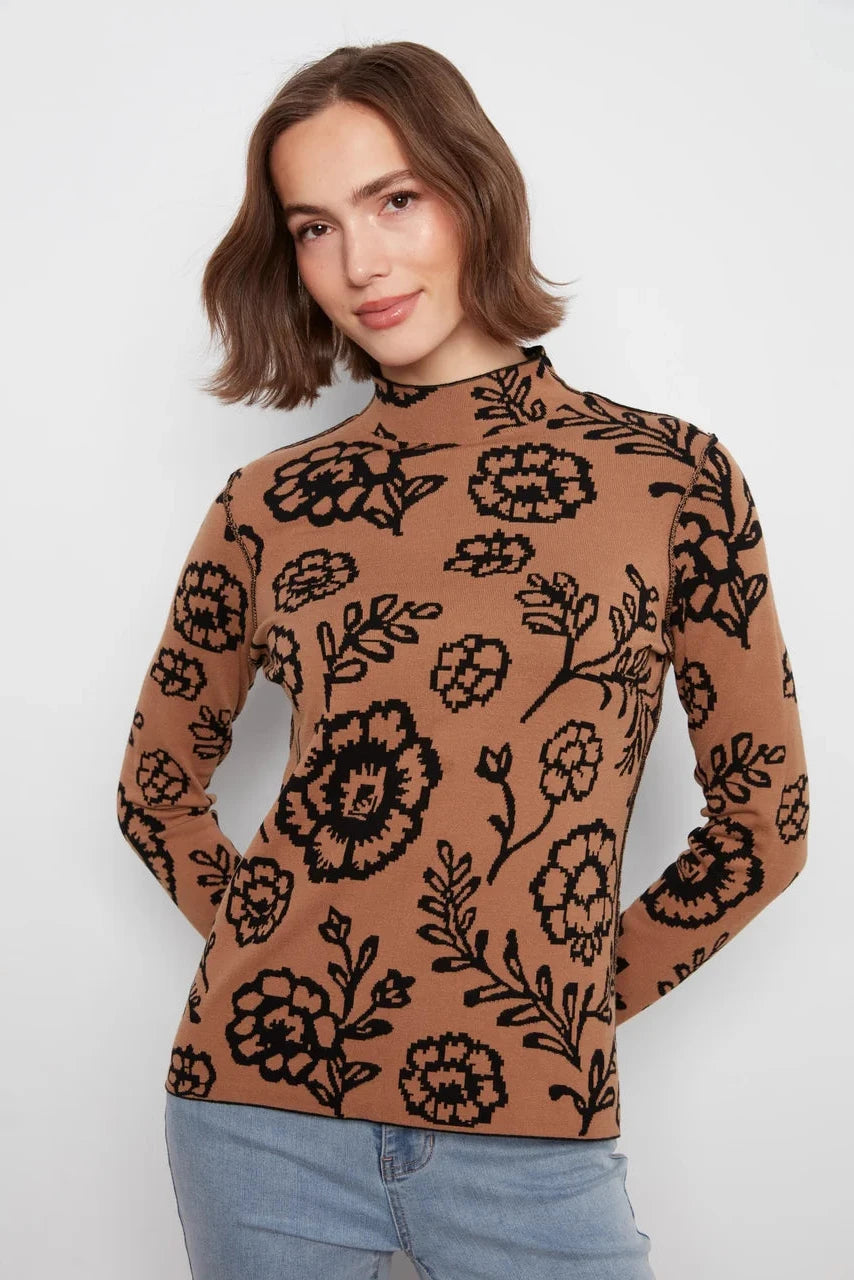 Charlie B Reversible Mock Neck Sweater - Ember