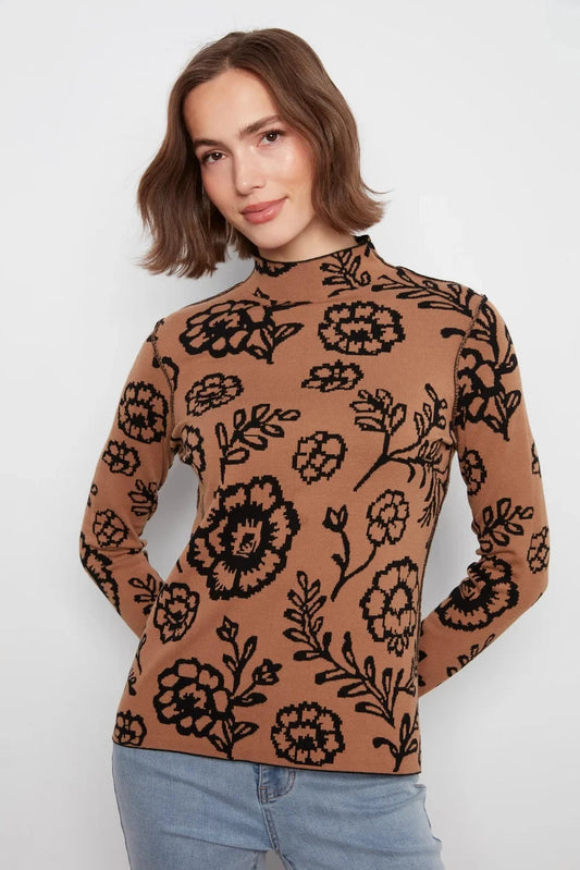 Charlie B Reversible Mock Neck Sweater - Ember