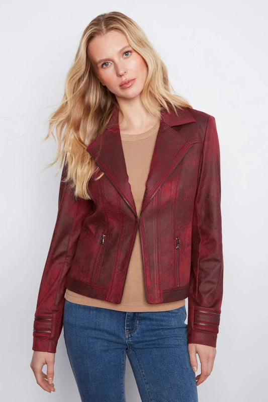 Charlie B Vintage Faux Leather Jacket - Merlot