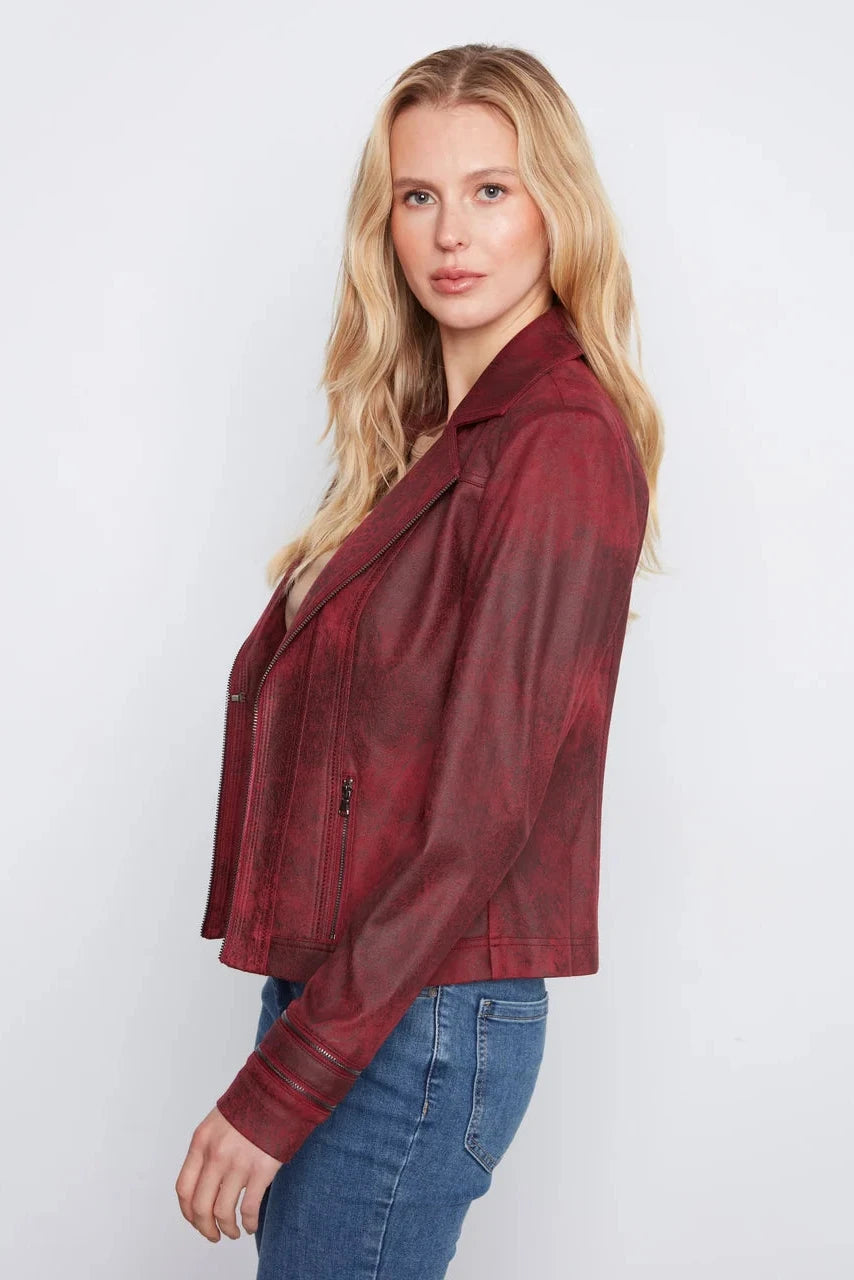 Charlie B Vintage Faux Leather Jacket - Merlot