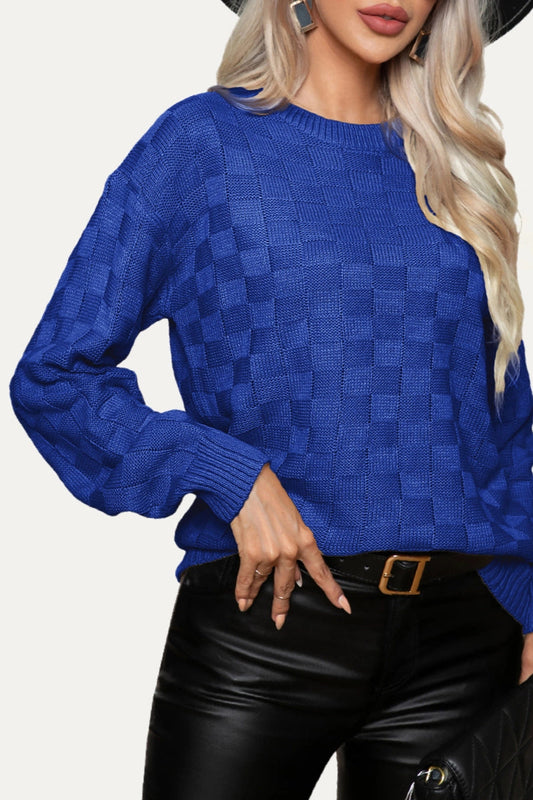 Checkered Electric Blue Sweater