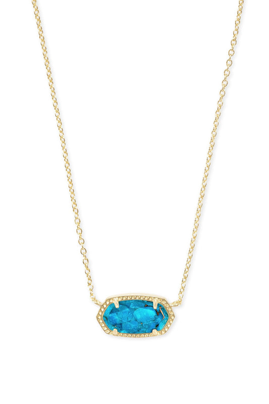 Kendra Scott Elisa Short Pendant Necklace - Gold Bronze Veined Turquoise Magnesite