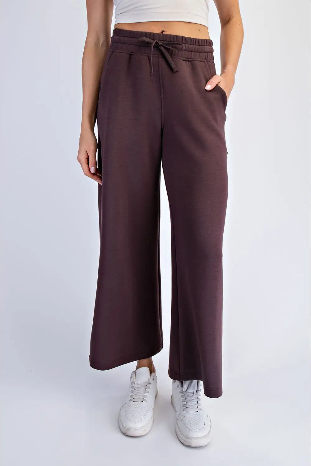Modal Scuba Cropped Wide Pant - Espresso
