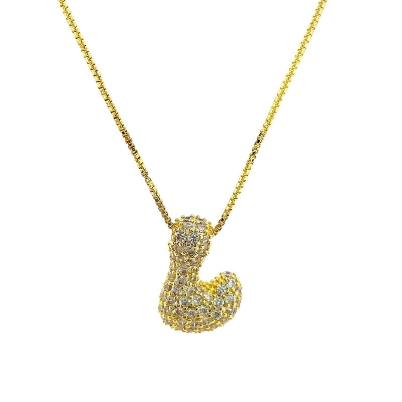 Initial Cz Bubble Necklace