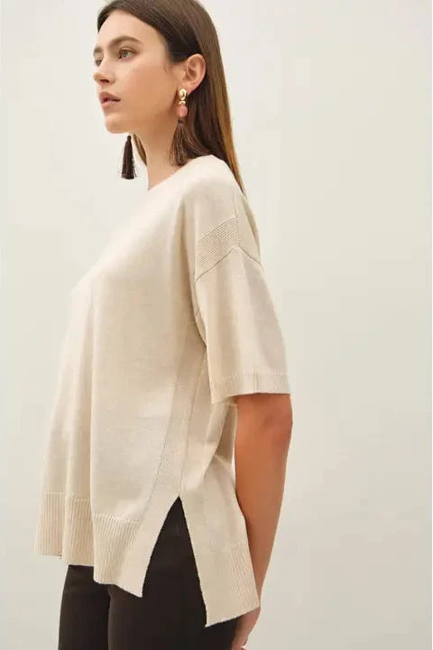 Oatmeal Stitched Sweater