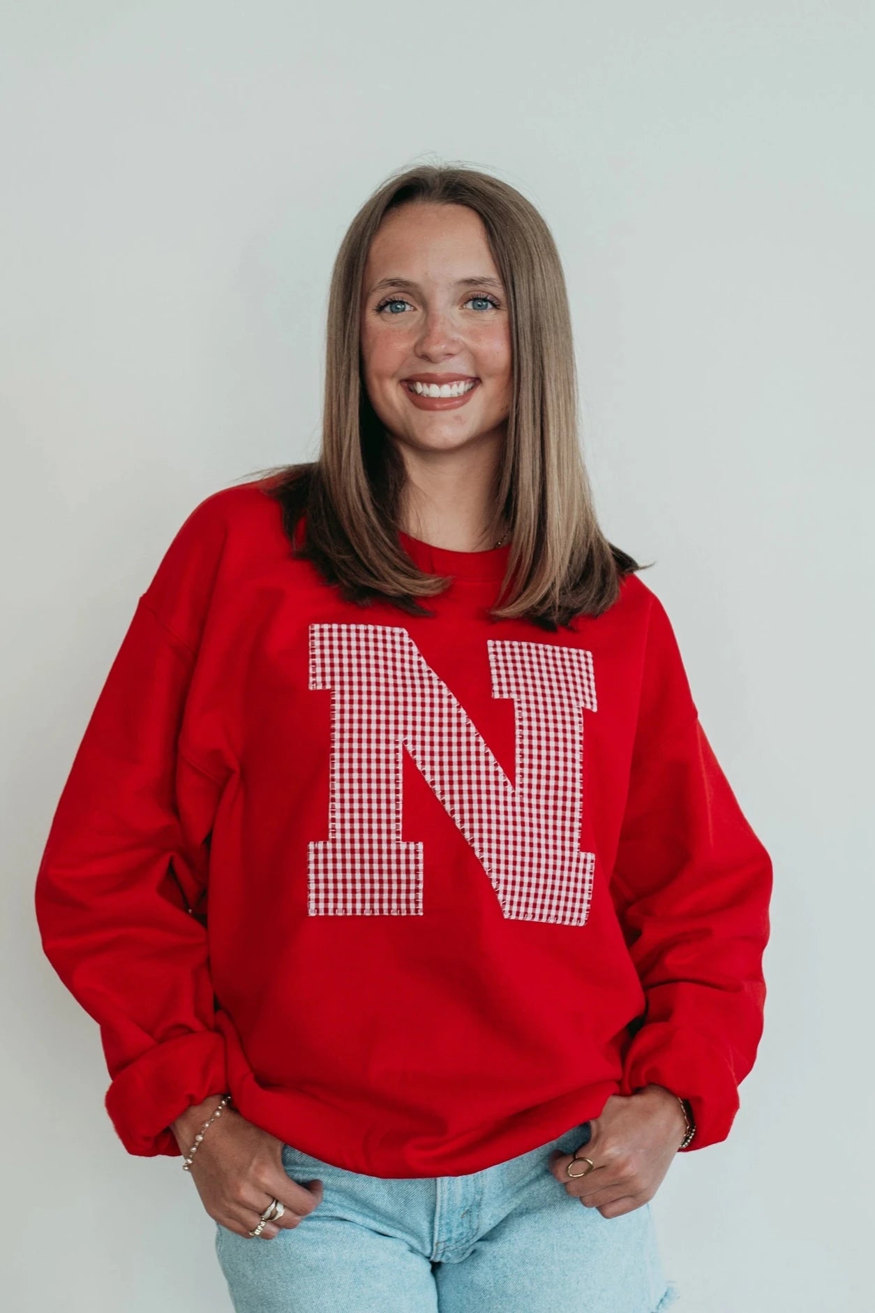 Red Gingham Red Crewneck