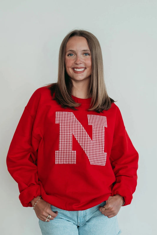 Red Gingham Red Crewneck