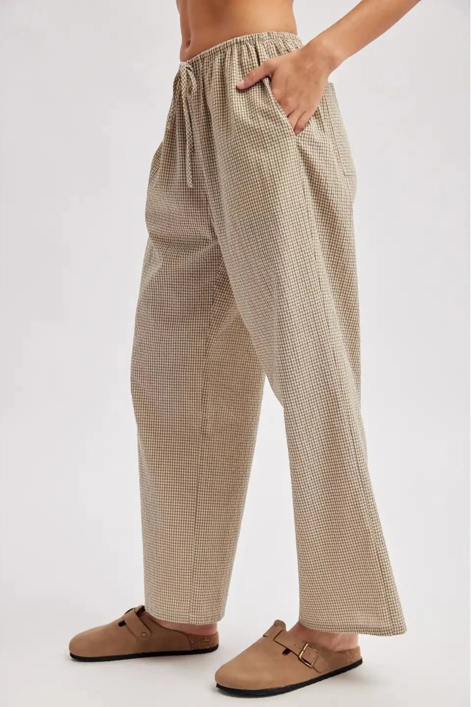 Mini Plaid Woven Drawstring Pants