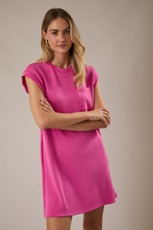 Fuchsia Crew Neck Dress