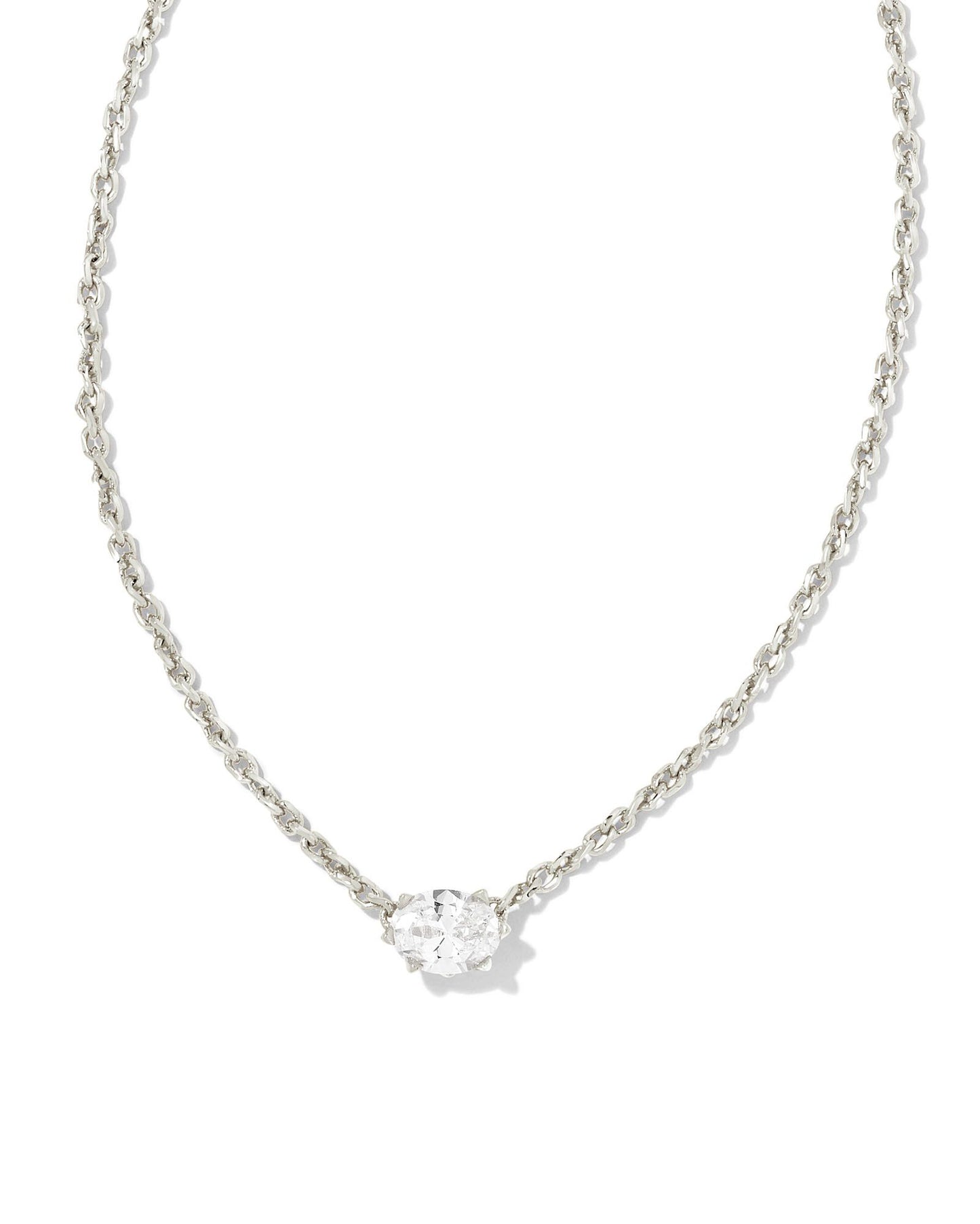 Kendra Scott Cailin Crystal Pendant Necklace - Rhodium White CZ