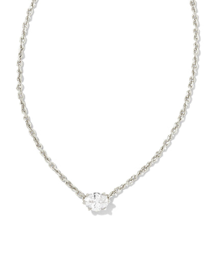 Kendra Scott Cailin Crystal Pendant Necklace - Rhodium White CZ