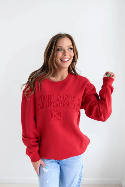 Nebraska Easley Embossed Comfort Crew