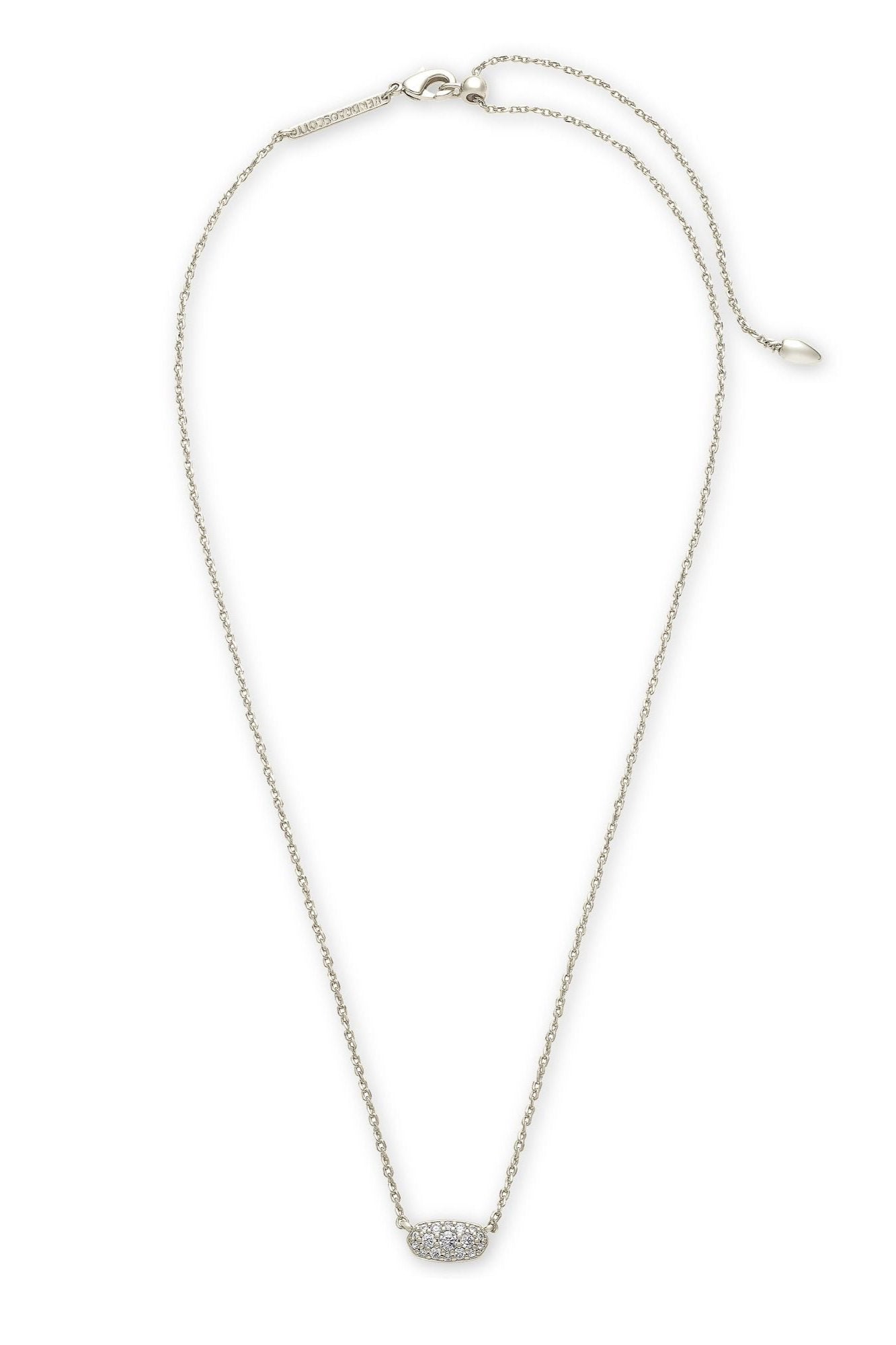 Kendra Scott Grayson Silver Pendant Necklace - White Crystal