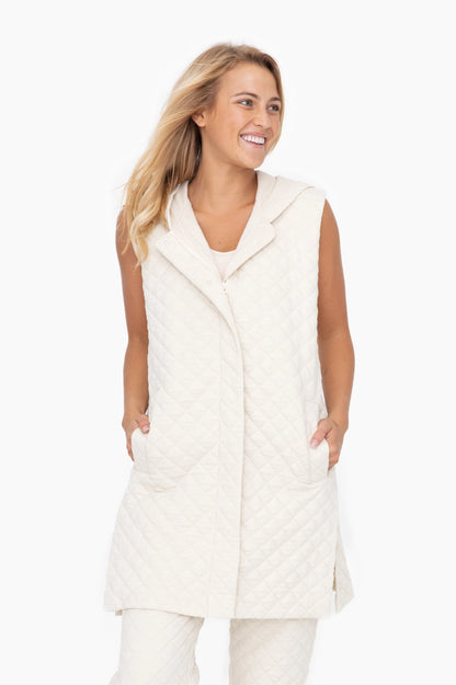 Long Ivory Quilted Vest