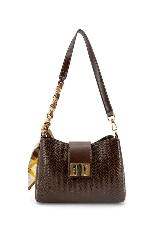 Sabine Woven Leather Scarf Crossbody Bag
