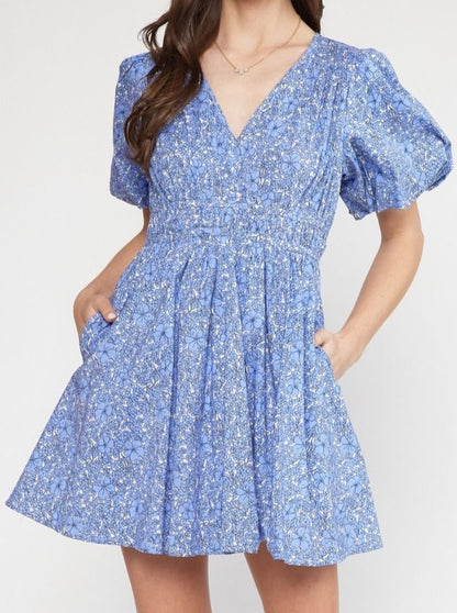 Tea Party Puff Sleeve Mini Dress