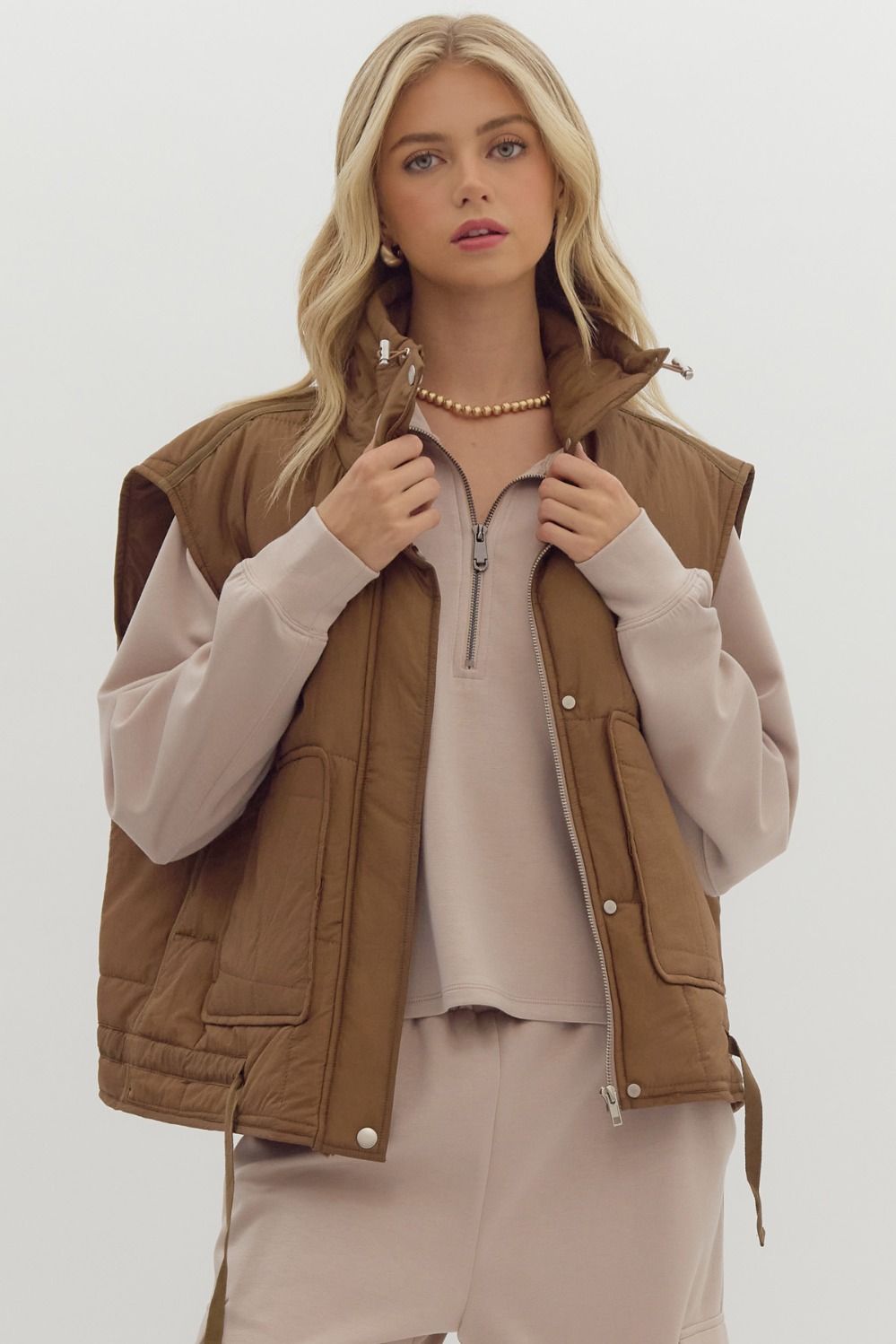 Brown Quilted Vest