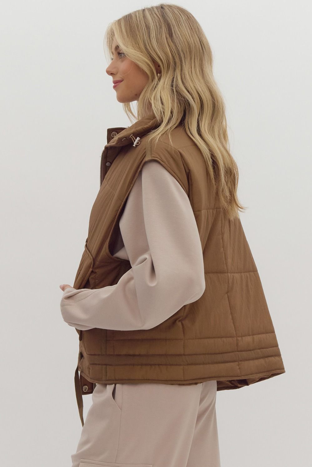 Brown Quilted Vest