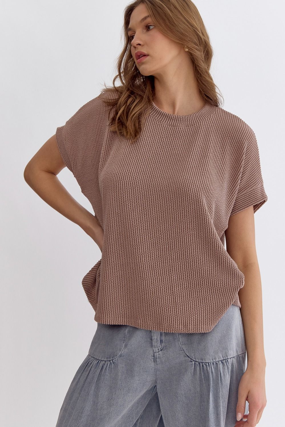 Ribbed Short Sleeve Top - Multiple Colors