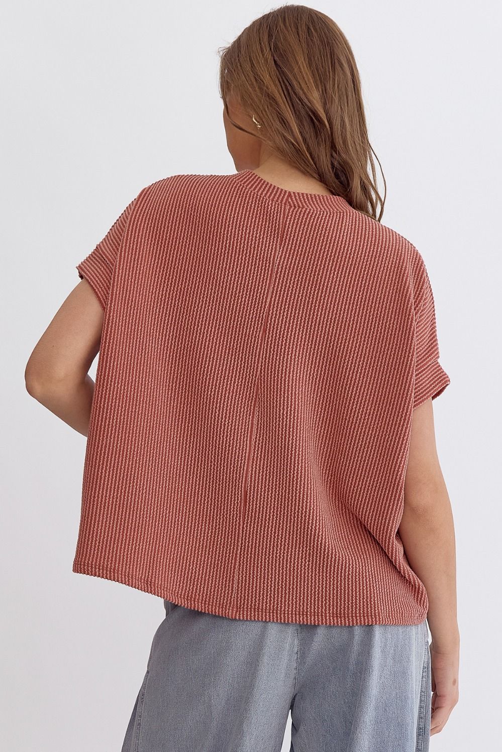 Ribbed Short Sleeve Top - Multiple Colors