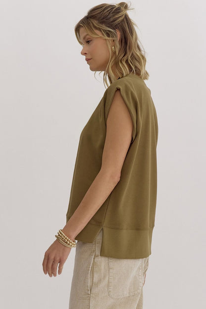 Olive Cap Sleeve Top