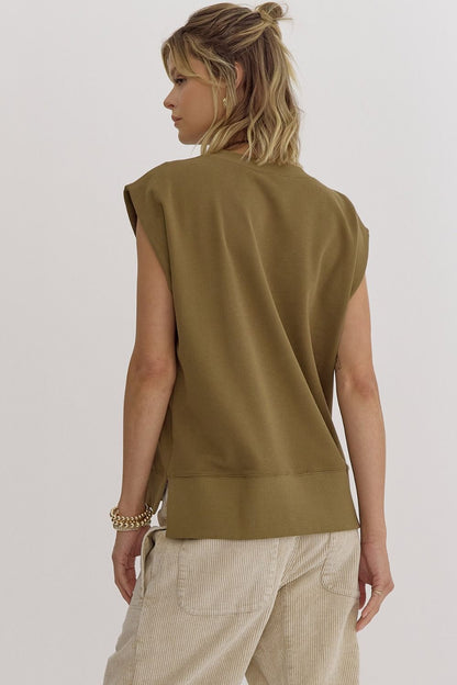 Olive Cap Sleeve Top