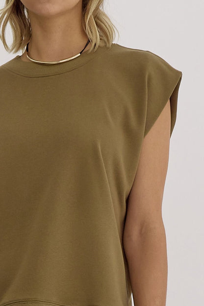 Olive Cap Sleeve Top